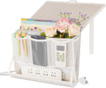 Bedside Caddy Bedside Storage Organizer Bedside Organizer with Power Strip Holder and 2 Adjustable Straps for Home Bunk Bed College Dorm Sofa (White)