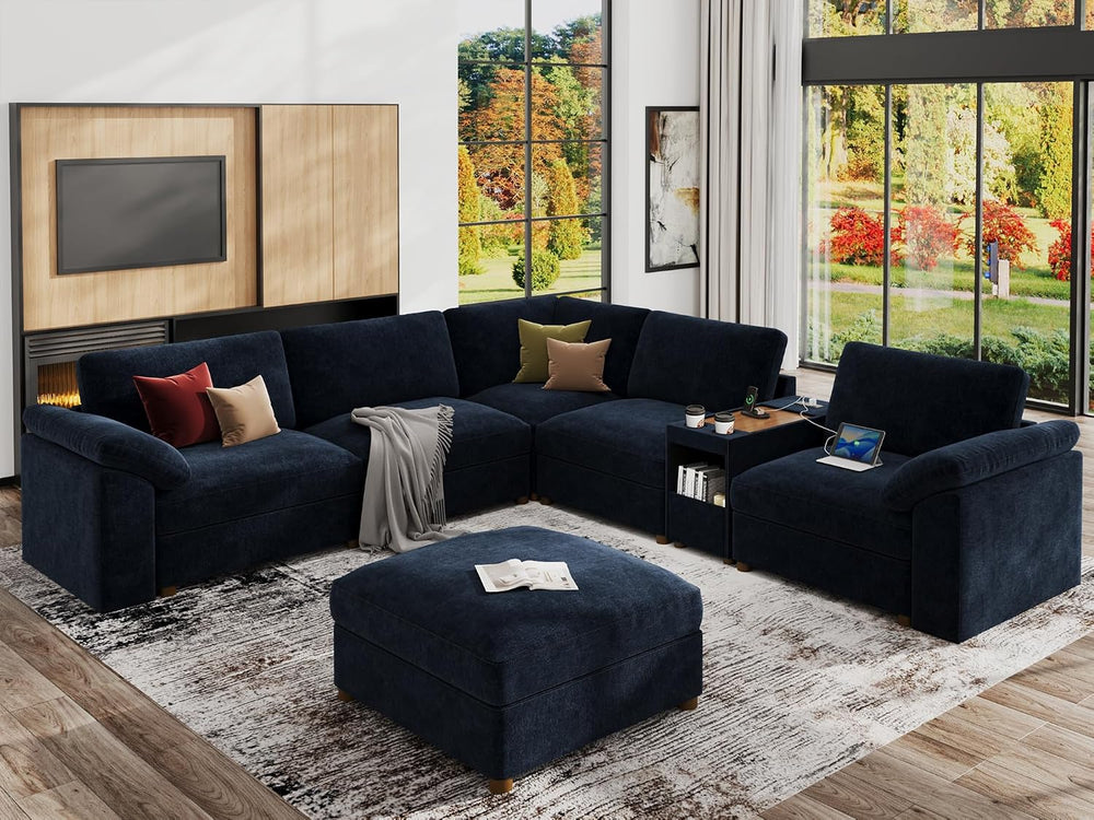 EASE MOOSE Oversized Sectional Sofa, L Shape Modular Deep Seat Couch | Extra ...