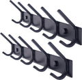 WEBI Coat Rack Wall Mounted,5 Coat Hooks for Hanging Coats,Heavy Duty Metal Double Hook Rack Hook Rail Coat Hanger Wall Mount for Clothes Entryway Jacket,Black,2 Packs