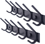 WEBI Coat Rack Wall Mounted,5 Coat Hooks for Hanging Coats,Heavy Duty Metal Double Hook Rack Hook Rail Coat Hanger Wall Mount for Clothes Entryway Jacket,Black,2 Packs