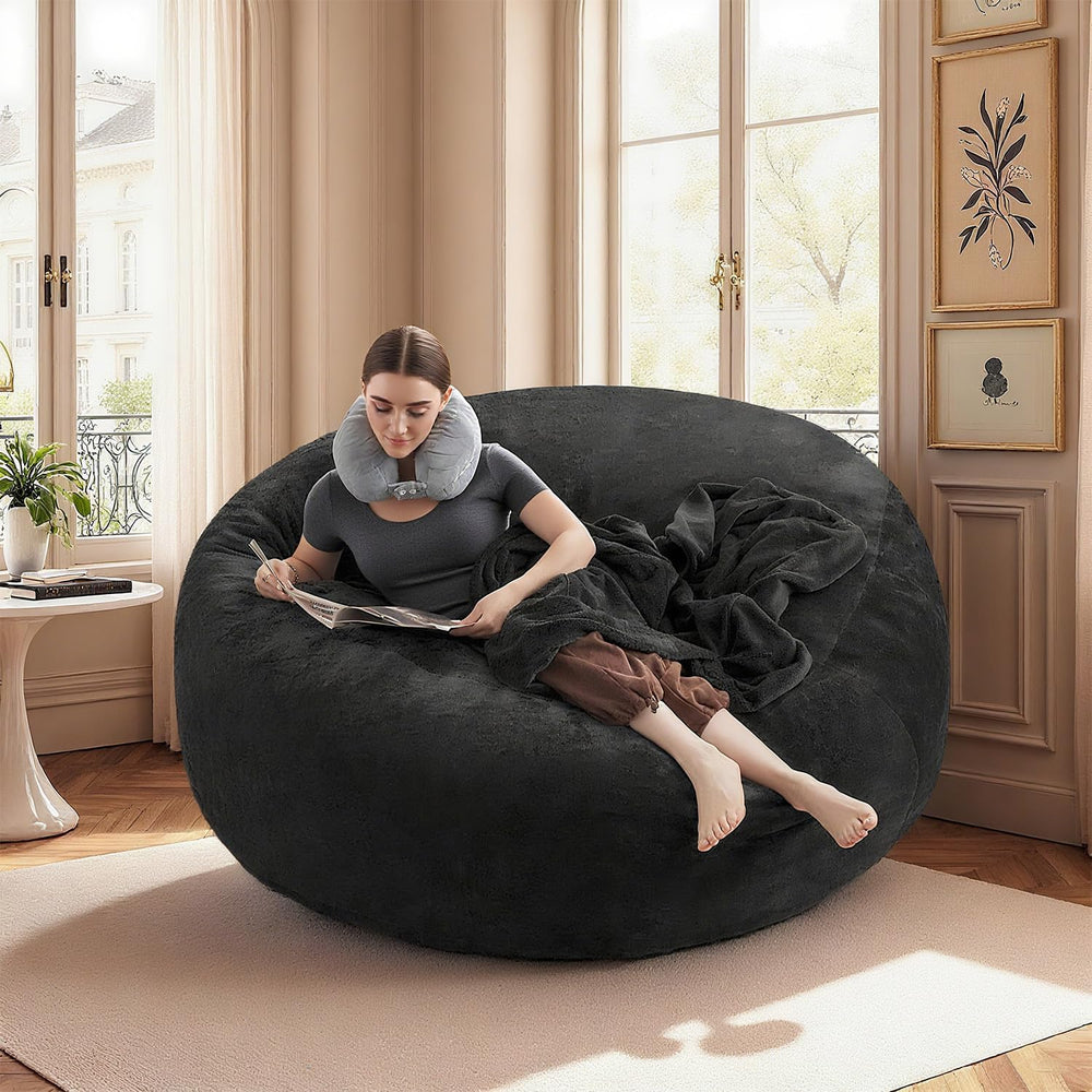 4FT,Big Bean Bag Chairs for Adults,Bean Bag with Filler Included,Memory Foam ...