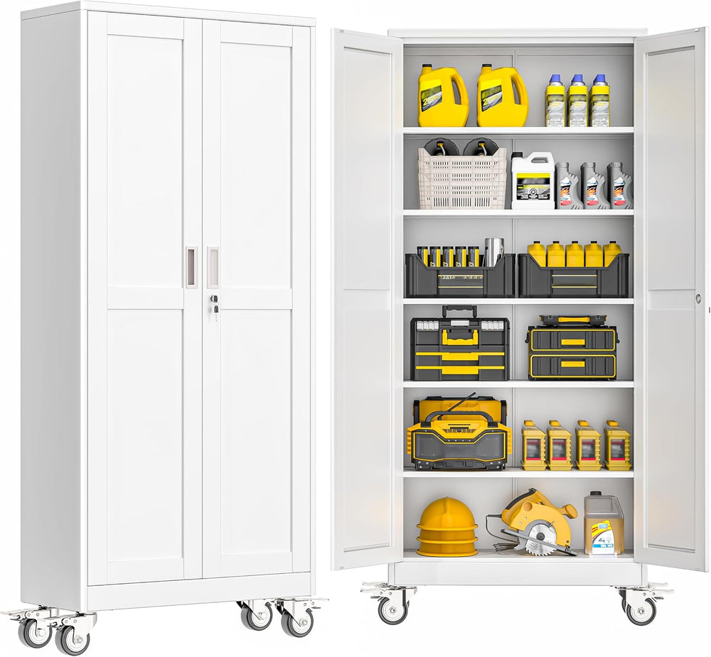 GAIOUS Metal Garage Storage Cabinet with Lock, Steel Tool Cabinet with 2 Door...