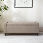 Zihanhome Ottoman with Storage, 48.8" Fabric Storage Ottoman Bench with Hinge, Bedroom Bench, Upholstered Benches with Seating for Living Room, Entryway (Khaki)