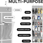 Simple Houseware 24 Pockets Clear Over the Door Shoe Organizer, Gray | 64" x 19", 4 Durable Metal Hooks, 4.3" x 9.5" Pocket Size, Multipurpose