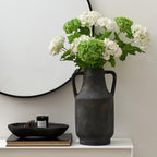 SIDUCAL Ceramic Rustic Flower Vase with Handles | 12 inch Tall Vase for Farmhouse Home Table Centerpieces, Large Decorative Terracotta Vases for Home Decor, Living Room,Shelf Decor, Black Bronze