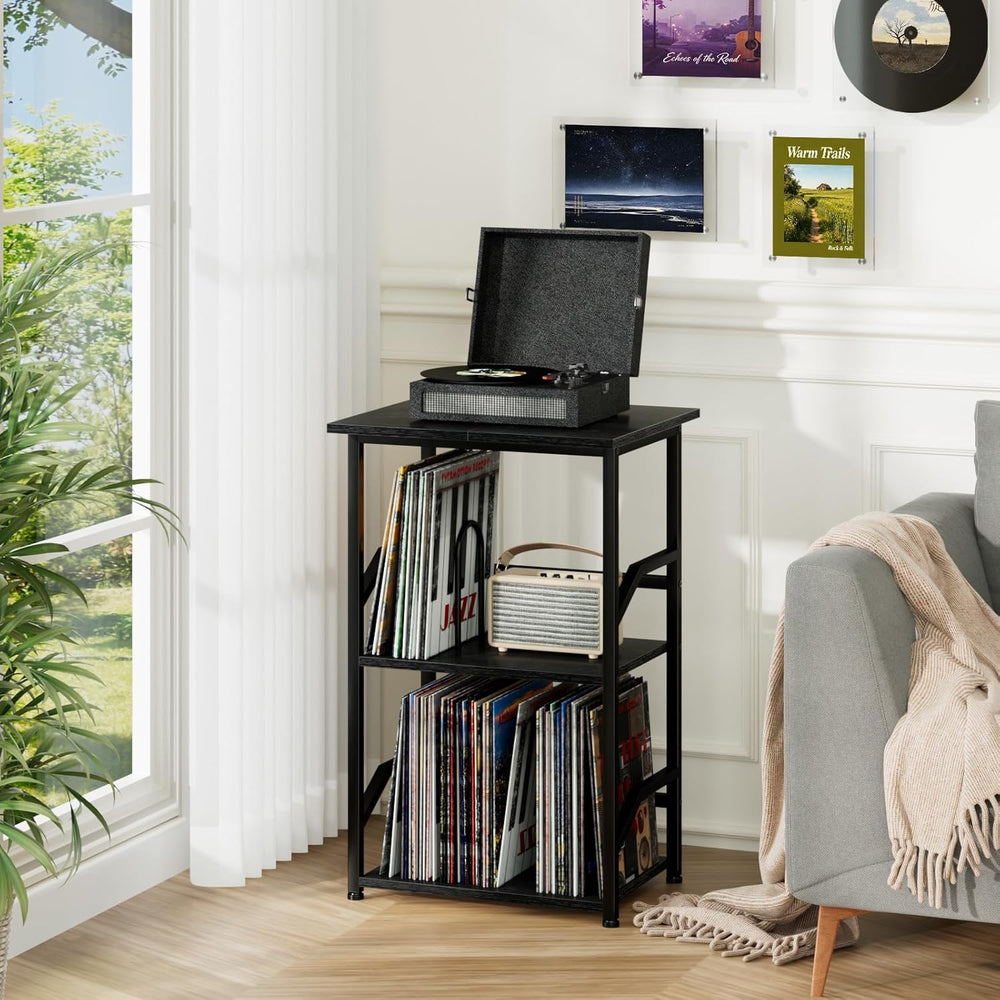 LOAKEKEL Record Player Stand, Large Vinyl Record Storage Up to 200 Albums | 3...