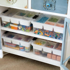 17 QT Plastic Storage Box with Removable Tray Craft Organizers and Storage Clear Storage Container for Organizing Bead, Tool, Sewing, Playdoh (White, 1Pack-17QT)