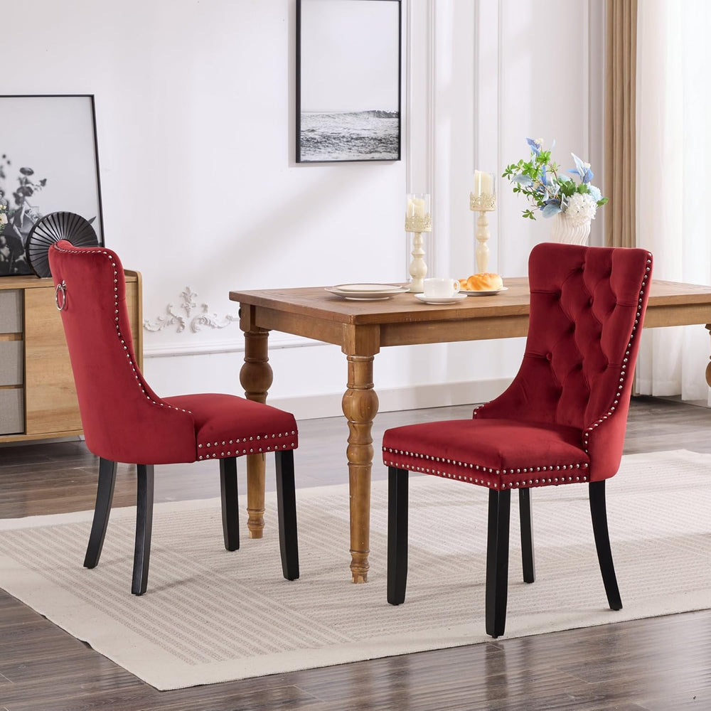KEIKI Tufted Dining Room Chairs Set of 2, Velvet Kitchen Nailhead Trim Chairs...