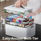 CTIME 4-Tier XL Medicine Organizer - Portable Medicine Cabinet with Leather Handle, Empty First Aid Kit for Home, School, Dormitory, Travel, RV, Dorm | Ideal Elderly Gift, Christmas Stocking Gift