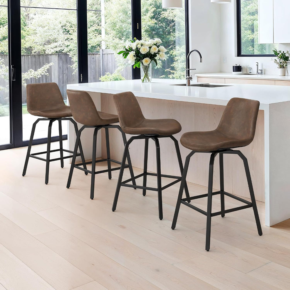 LUE BONA 360° Swivel Bar Stools Set of 3, 26 Inch Counter Height Bar Stools, ...