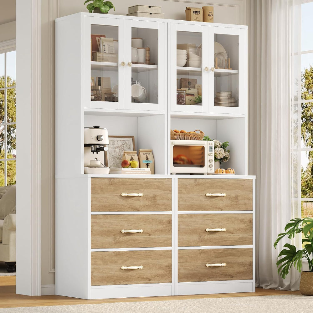 Keyluv 71“ Tall Kitchen Pantry Storage Cabinet with Microwave Stand, Buffet K...
