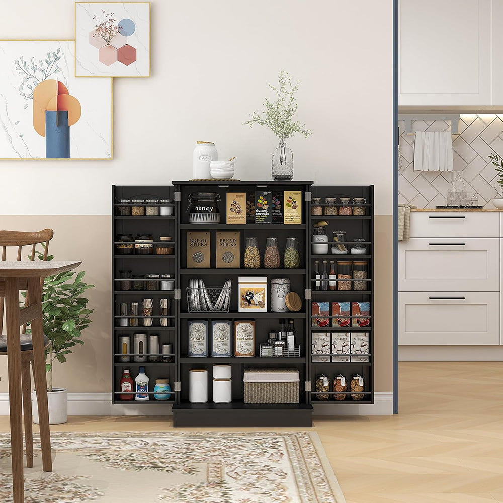 41" Modern Kitchen Pantry, Freestanding Storage Cabinet with 12 Door She...