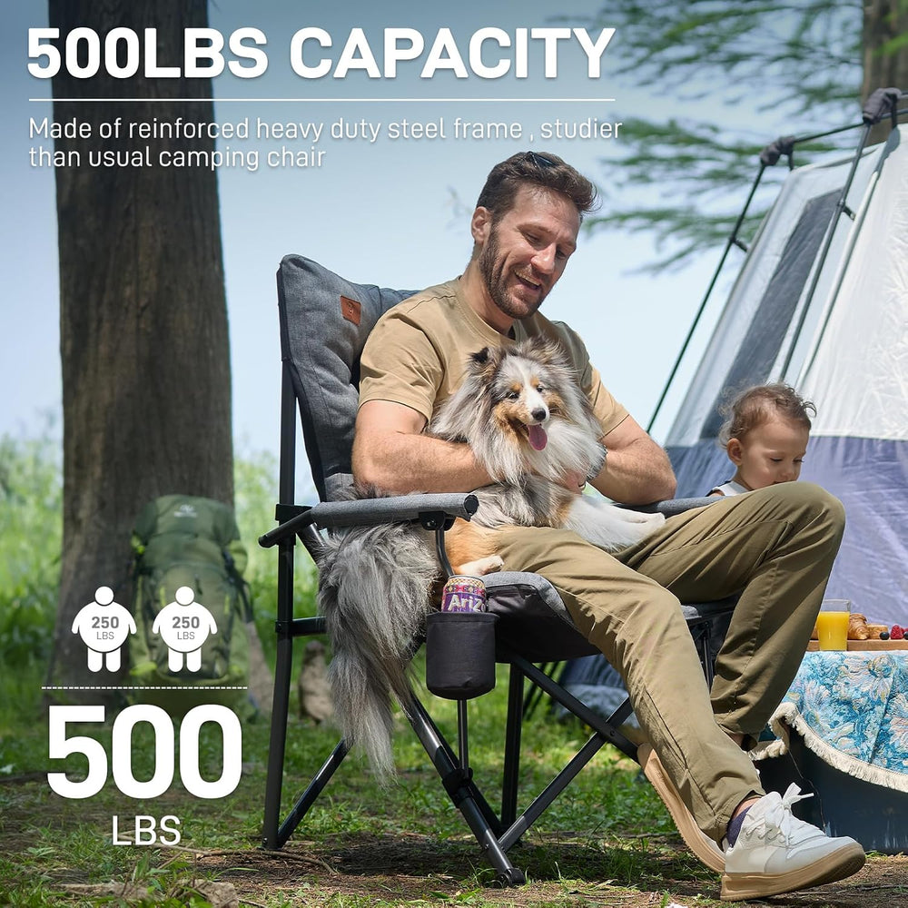 EVER ADVANCED Padded Oversized Folding Camping Chair for Adults, Heavy Duty L...