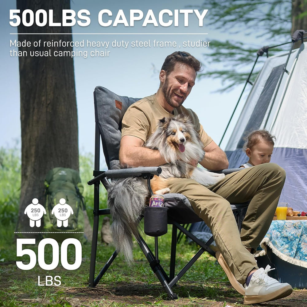 EVER ADVANCED Padded Oversized Folding Camping Chair for Adults, Heavy Duty L...