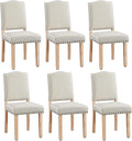 Yaheetech Upholstered Dining Chairs Set of 6 Classic Fabric Kitchen Chairs with Nailhead Trim and Wooden Legs for Dining Room/Living Room/Restaurant/Apartment, Beige