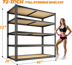 2300LBS Storage Shelves Heavy Duty 5 Tier Garage Storage Shelving, Adjustable Metal Shelving Unit Utility Rack Shelf for Warehouse, Pantry, Closet, 72" H x 40" W x 20" D, Black,2PCS