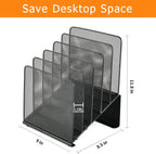 File Organizer for Desk, File Folder Organizer with 5-Section Vertical Rack, Suitable for Home Office Document Organization and Storage(Black)