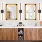 Bathroom Mirror for Wall with Wooden Frame, 20"x28" Solid Wood Vanity Mirror for Farmhouse, Bathroom, Bedroom, Vertical or Horizontal Hanging(Natural)