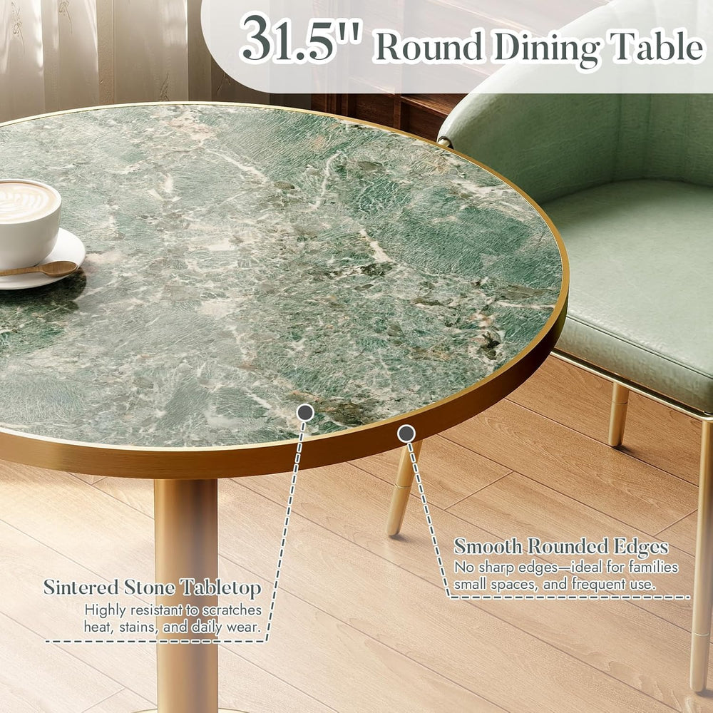 31.5'' Tulip Table, Round Pedestal Dining Table with Sintered Stone T...