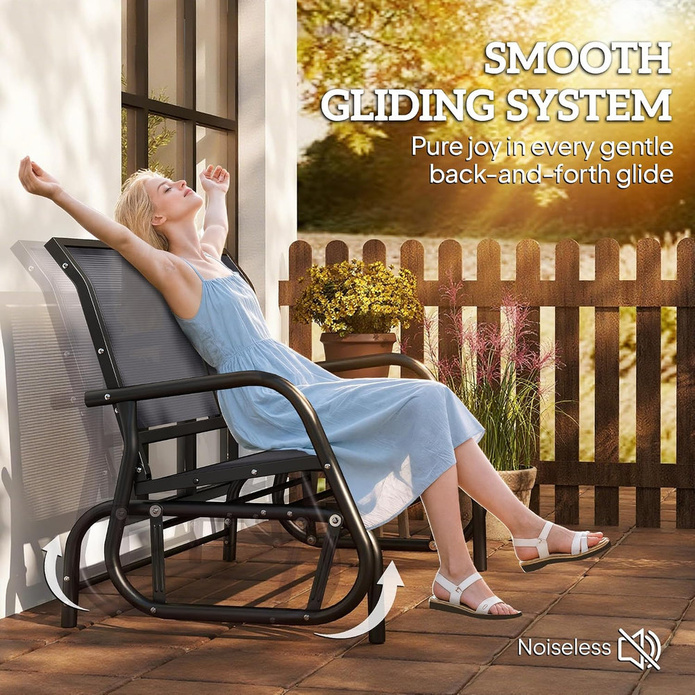 Outsunny 2-Person Outdoor Glider Bench with Steel Frame, Gray | Double Swing ...