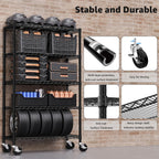 5-Shelf Storage Shelves,Wire Shelving Heavy Duty Metal Storage Shelving Unit Adjustable Garage Shelving Rack Pantry Kitchen (Black, 5 Tier,17.7" D x 47.2" W x 76.7" H)