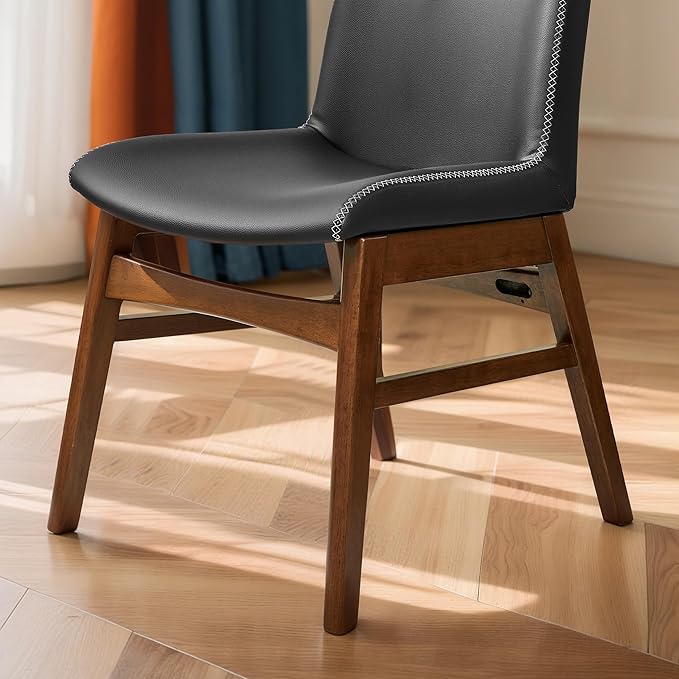 SyMax Dining Chairs Set of 2, Faux Leather Dining Room Chairs with Stitched E...