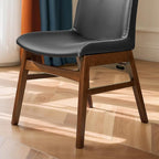SyMax Dining Chairs Set of 2, Faux Leather Dining Room Chairs with Stitched Edge Trim, Modern High-End Kitchen Side Chairs for Bedroom, Living Room, Black