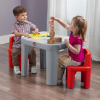 Step2 Mighty My Size Kids Table & Chair Set, Playroom Activity Table for Arts & Crafts, Made of Durable Plastic, For Toddlers 2+ Years Old, Gray & Red