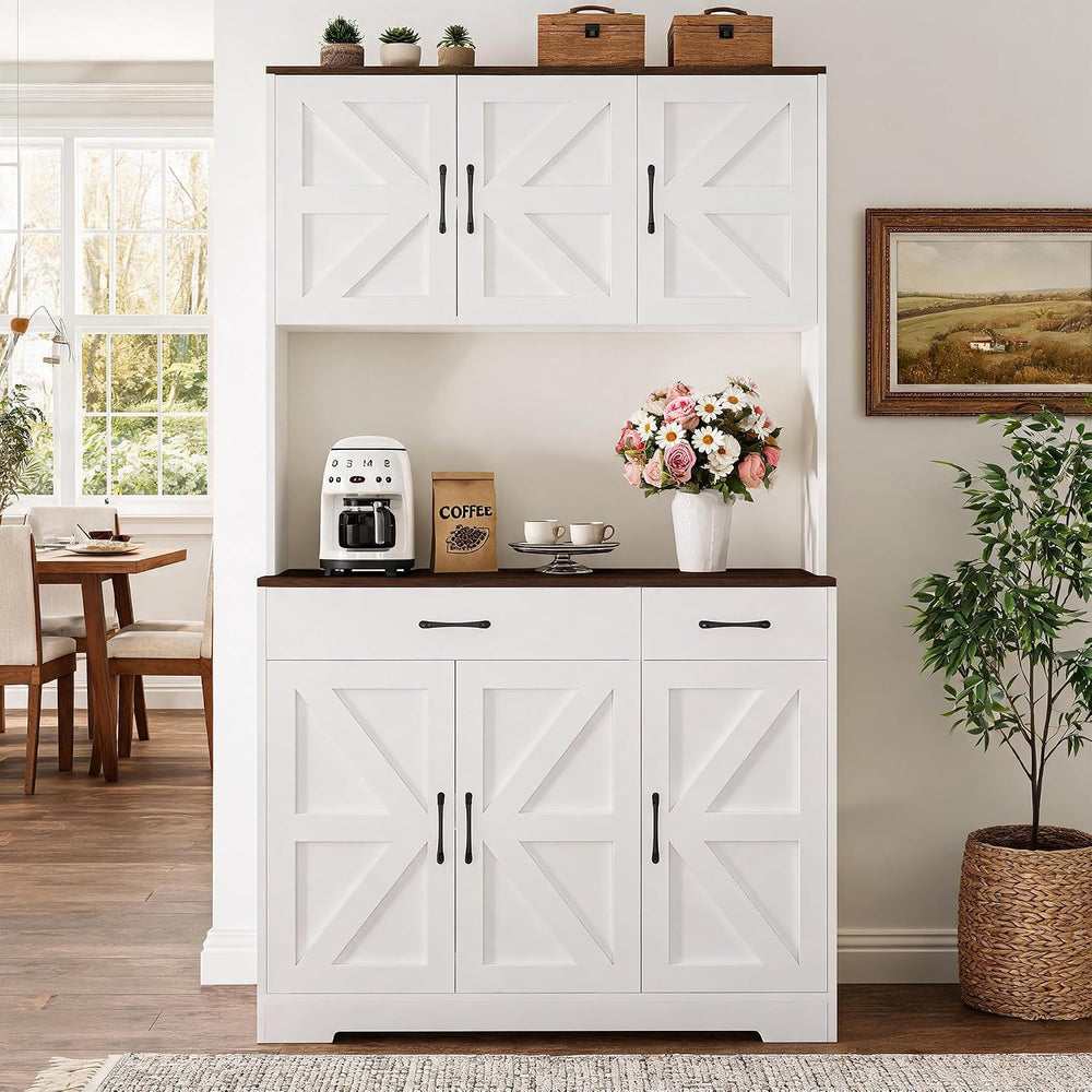 71" Kitchen Pantry Cabinet with Charging Station, Pantry Storage Cabinet...