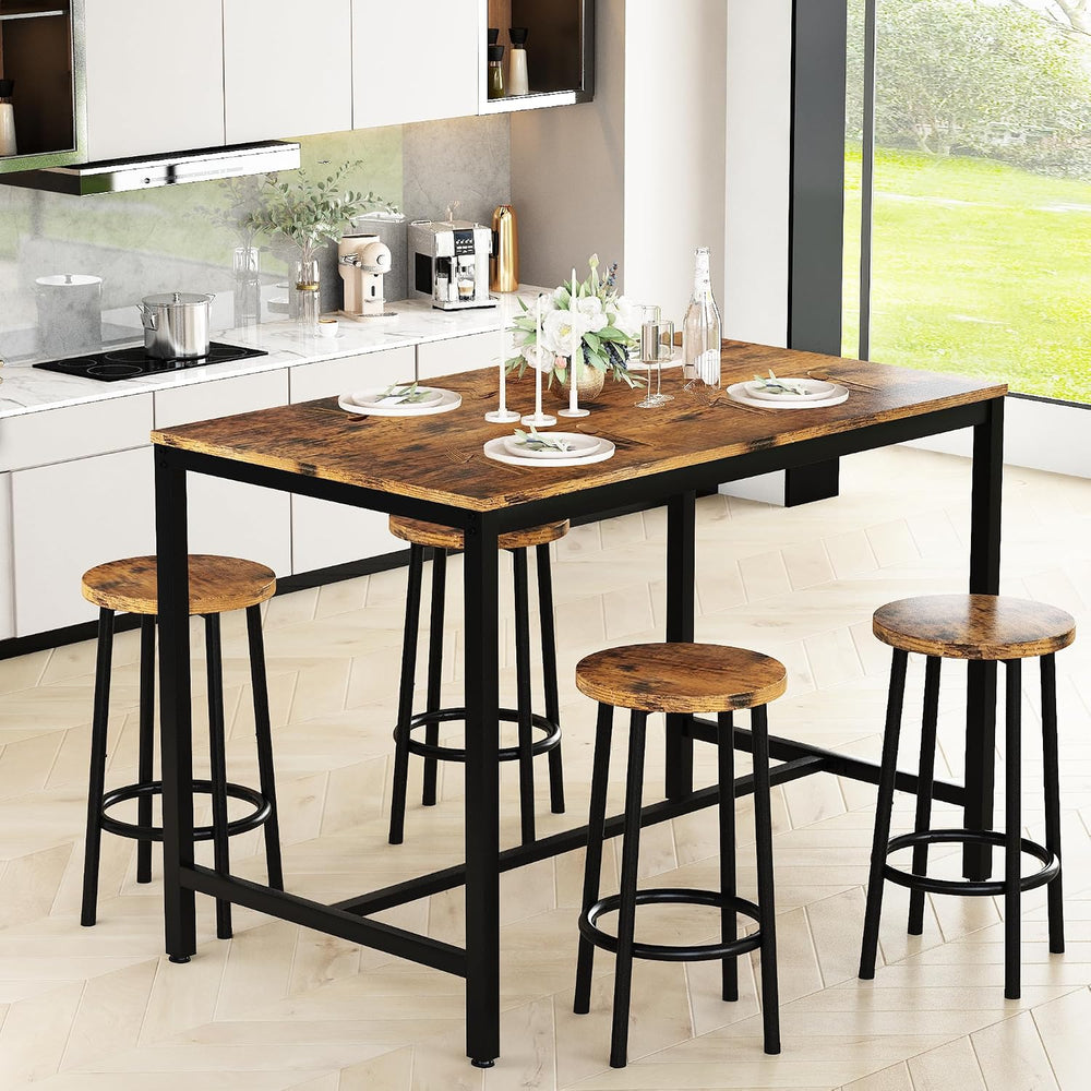 Lamerge Bar Table Set,Industrial Bar Table and Chairs Set,5 Pcs Dining Table ...