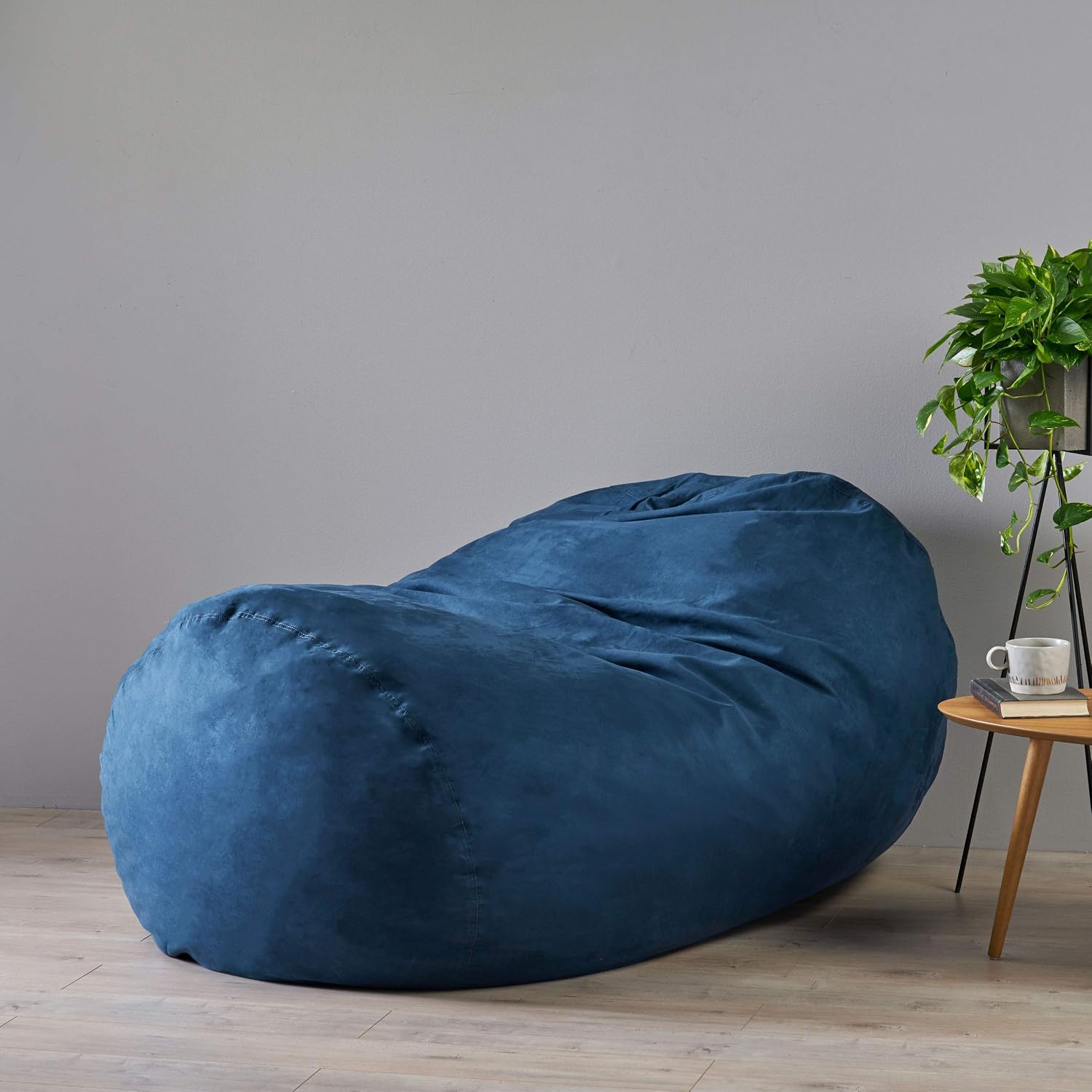 Christopher Knight Home Great Deal Furniture Haley 6 Ft Faux Suede Microfiber Bean Bag (Blue)