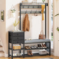 Itaar Coat Rack, Hall Tree with Bench and Shoe Storage, 7-in-1 Entryway Bench with Soft Cushion, Storage Bag, 3 Fabric Drawers(Grey)