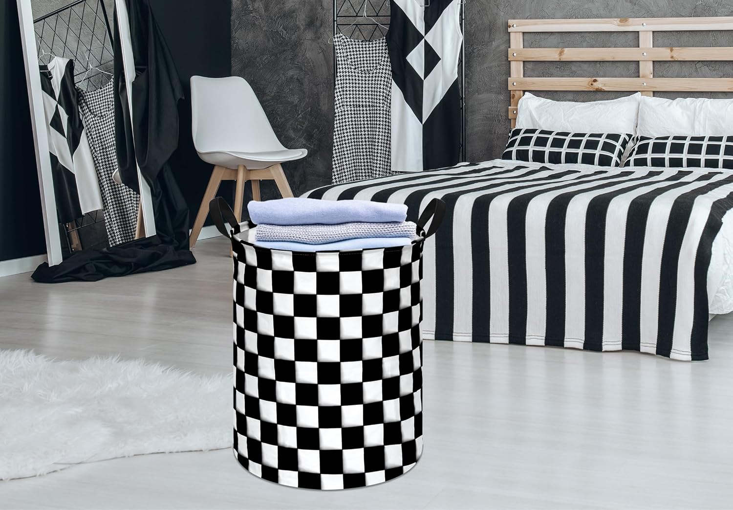 Racing Flag Kids Laundry Gift Basket Storage Hamper, Clothes Storage Organizer Bins, Shelf Basket with Handles for Room Decor