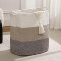 Tall Laundry Basket With Handles,Woven Cotton Rope Big Laundry Hamper Sorters,Versatile Storage for Dirty Clothes,Baby Toys,and Blankets in Bathroom, Nursery,and Living Room (Gradient Brown, 80L)