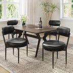 Upholstered Dining Chairs Set of 4, PU Leather Dining Room Chairs with Sturdy Metal Legs, Kitchen Chairs for Dining Room/Kitchen/Restaurant/Hotel, Modern Style, Black