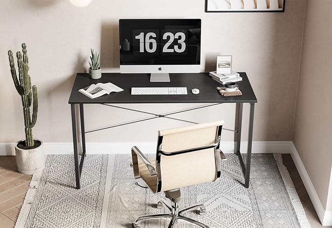 Cubiker Computer Desk, 47 inch Small Home Office Desk for Small Spaces, Modern Simple Style for Home, Office, Dark Black