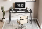 Cubiker Computer Desk, 47 inch Small Home Office Desk for Small Spaces, Modern Simple Style for Home, Office, Dark Black
