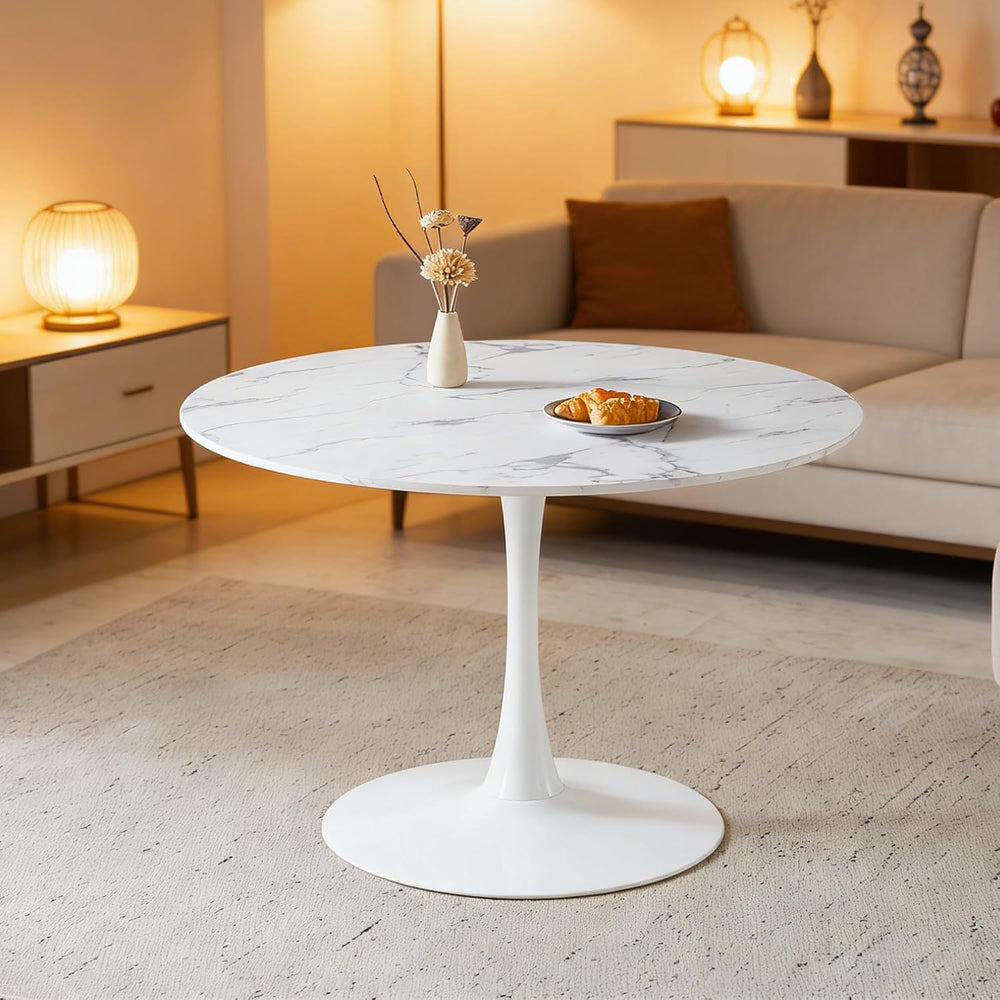 Mid-Century Round Tulip Table, 42" Tulip Dining Table with Sturdy Pedest...