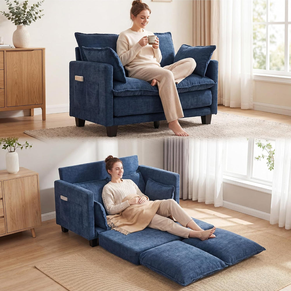 49" Loveseat Sofa Bed, 2 in 1 Convertible Small Sofa Pull Out Couch Bed ...