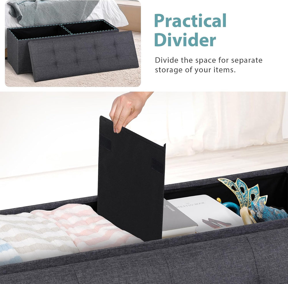 SUPER DEAL 43 Inches Folding Storage Ottoman Bench, Ottoman Foot Rest, Storag...