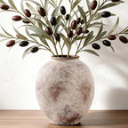 Large Ceramic Vase - 9.8 Inch Rustic Farmhouse Flower Vaase | Round decorative pottery vase for home decor, living room table, entryway, bookshelf, mantel & fireplace