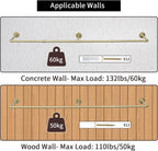 Oroonoko 72inch Gold Wall Mounted Clothes Rack, Industrial Pipe Garment Rack Hanging Rod Bar for Closet Storage,Laundry Room Up to Max Load 132lbs(Gold)