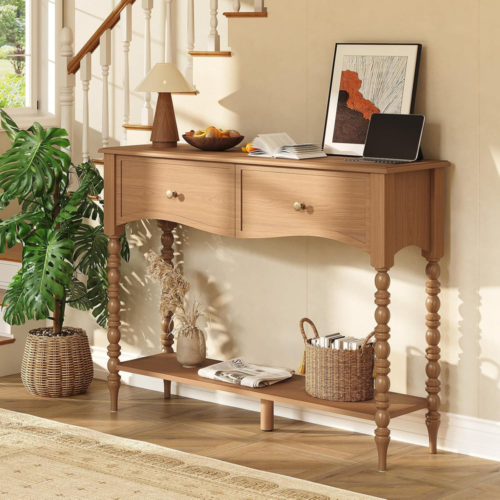 JOINICE Console Table with Scalloped Drawers for Entry Way, Living Room | Nar...