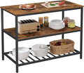 VASAGLE Kitchen Island with 3 Shelves, 47.2 Inches Width Kitchen Shelf with Large Worktop, Stable Steel Structure, Industrial, Easy to Assemble, Rustic Brown and Black UKKI01BX