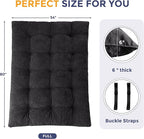 MAXYOYO Japanese Floor Mattress Full Size, 6" Foldable Futon Mattress Tufted Roll Up Floor Bed, Thick Chenille Tatami Mat Sleeping Pad for Camping Guest Room Dormitory Bedroom RV, Black
