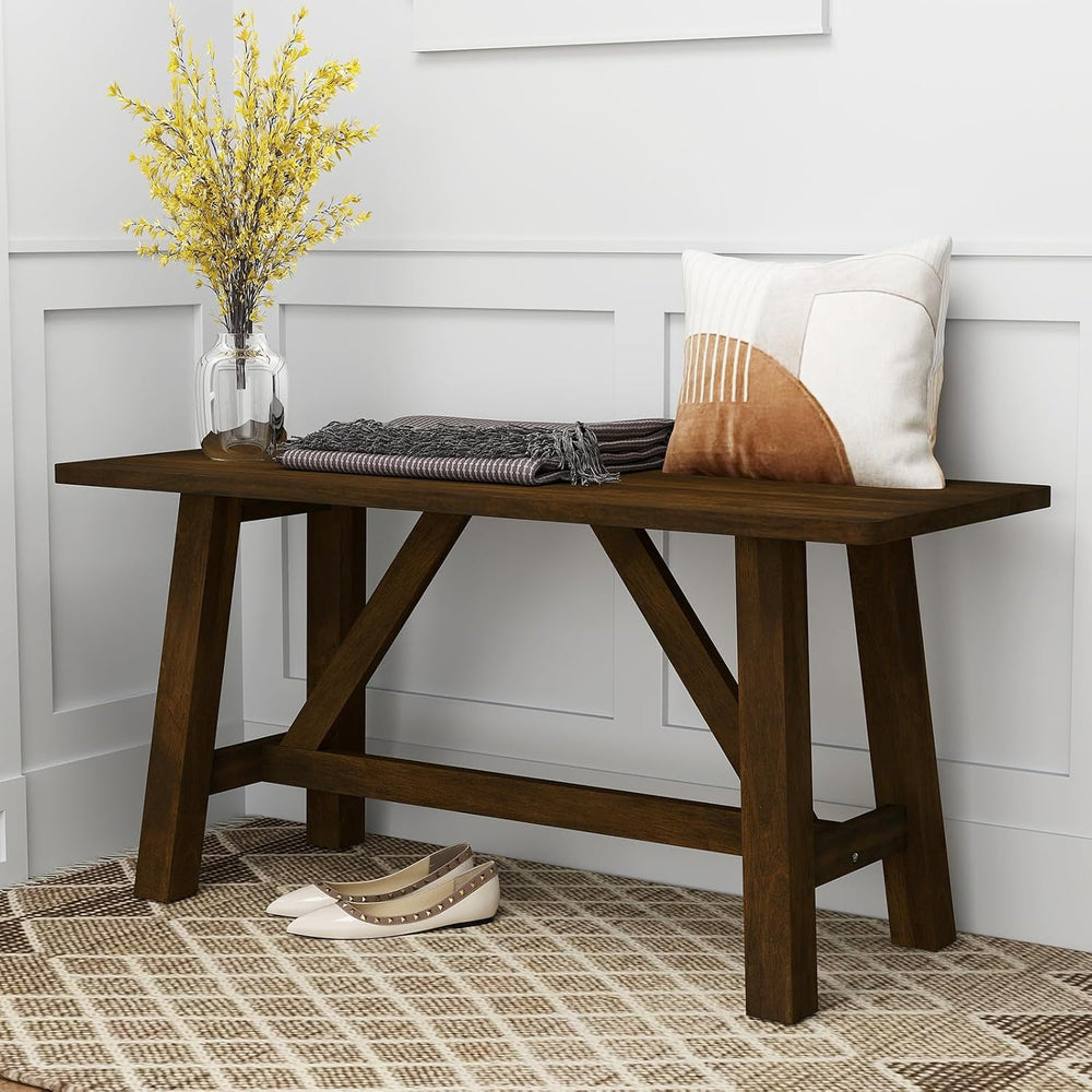 GOFLAME 38” Wood Dining Bench Set of 2, Farmhouse Entryway Bench with Rubber ...