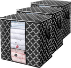 WISELIFE Storage Bags [3 Pack/100L] Large Blanket Clothes Organization and Storage Containers for Comforters,Bedding, Foldable Organizer with Reinforced Handle, Clear Window, Sturdy Zippers,Black