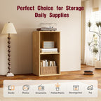 Book Shelf, Wooden Cube Storage Organizer with 11" Open Cubes, Stackable Modular Bookcase for Room Divider Storage, 2 Tier Bookshelf for Living Room, Bedroom, Office (Oak, 2-Cube)