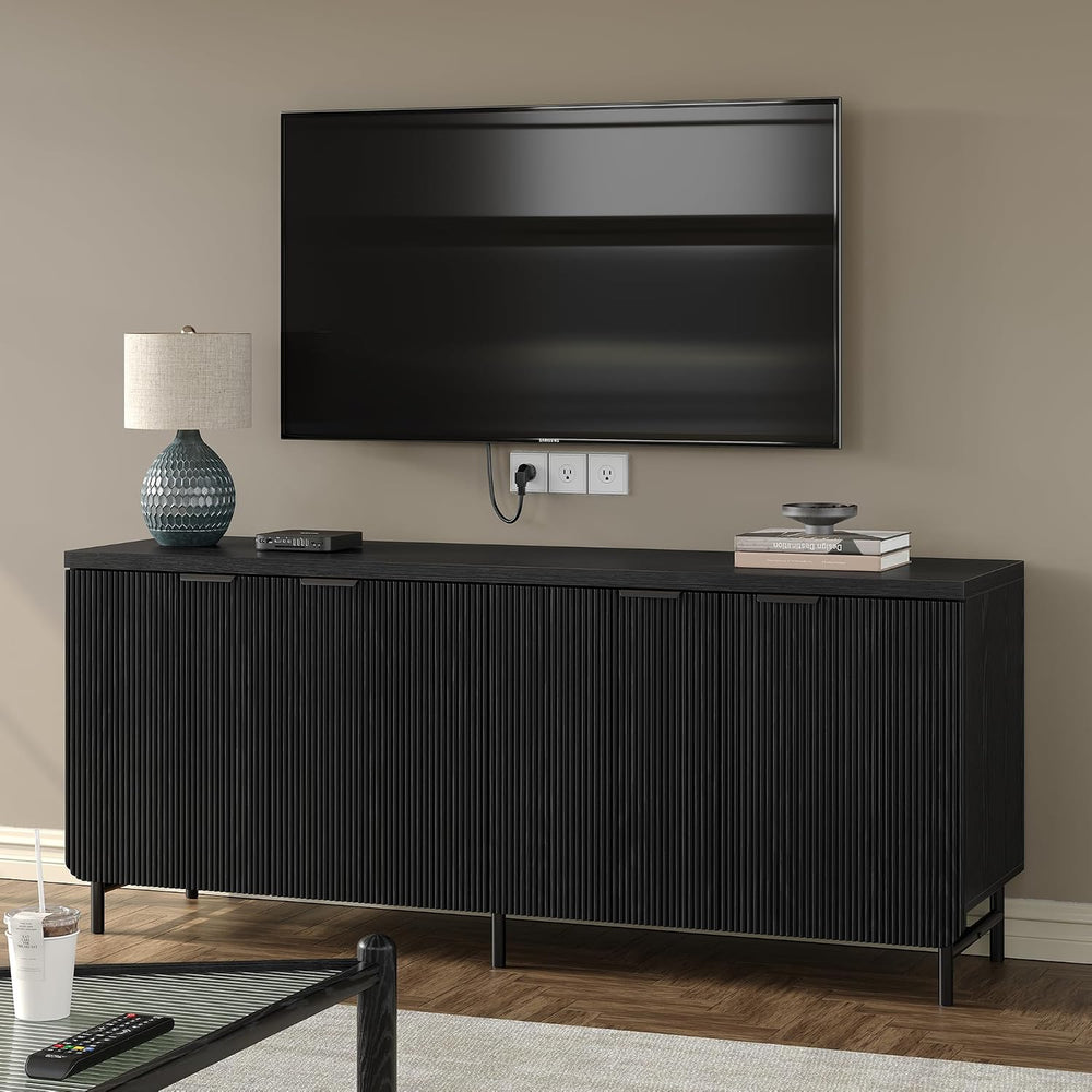 Furniouse 66.2''W Large Fluted Buffet Cabinet with 4 Doors & Shel...
