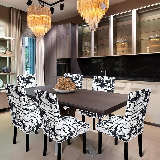 Chair Covers, Stretch Kitchen Chair Covers/Dining Chair Covers for Dining Room 8 Pack, Removable Washable Dining Chair Slipcovers for Home, Hotel, Banquet